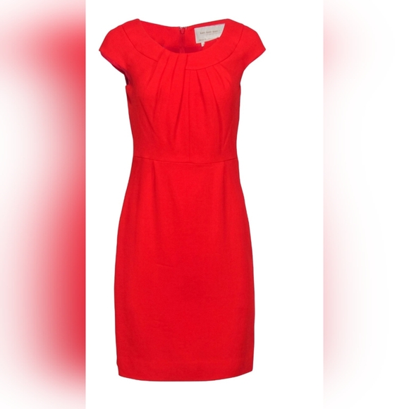 kate spade Dresses & Skirts - Kate Spade‎ Red Short Sleeve Pleated Neckline Sheath Lined Dress Size 0